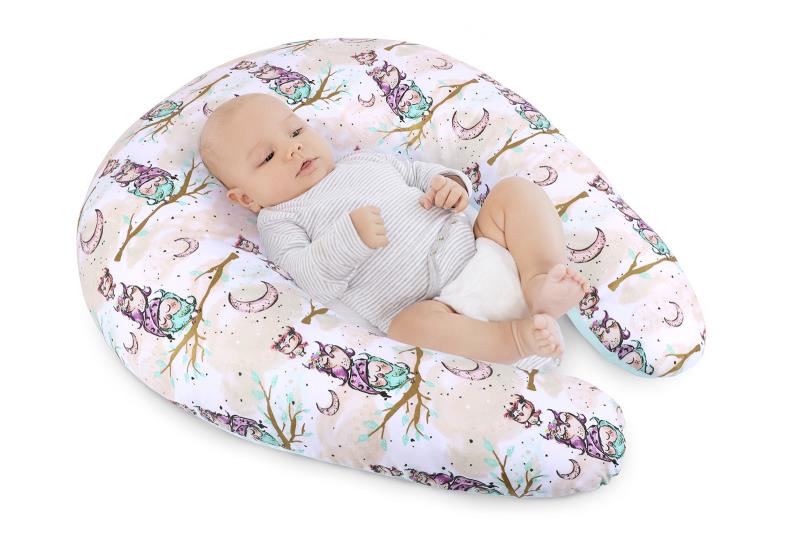 Bellatex Kojicí polštář s povlakem na zip, sovička na větvi - po obvodu 180cm