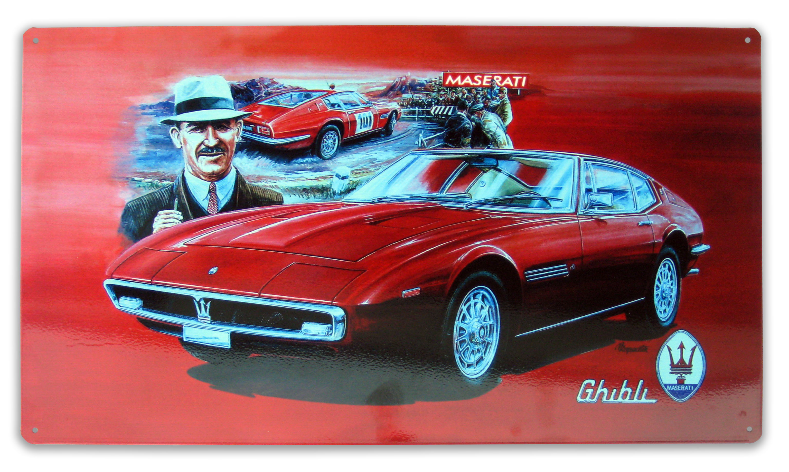 Plechová cedule Maserati, 410 x 245 mm