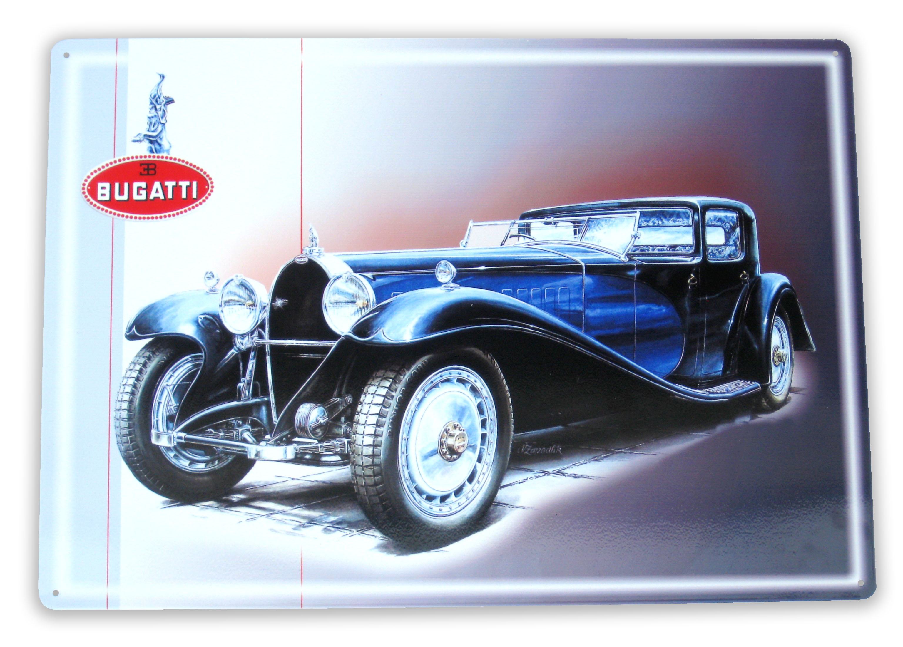 Plechová cedule Bugatti, 400 x 280 mm