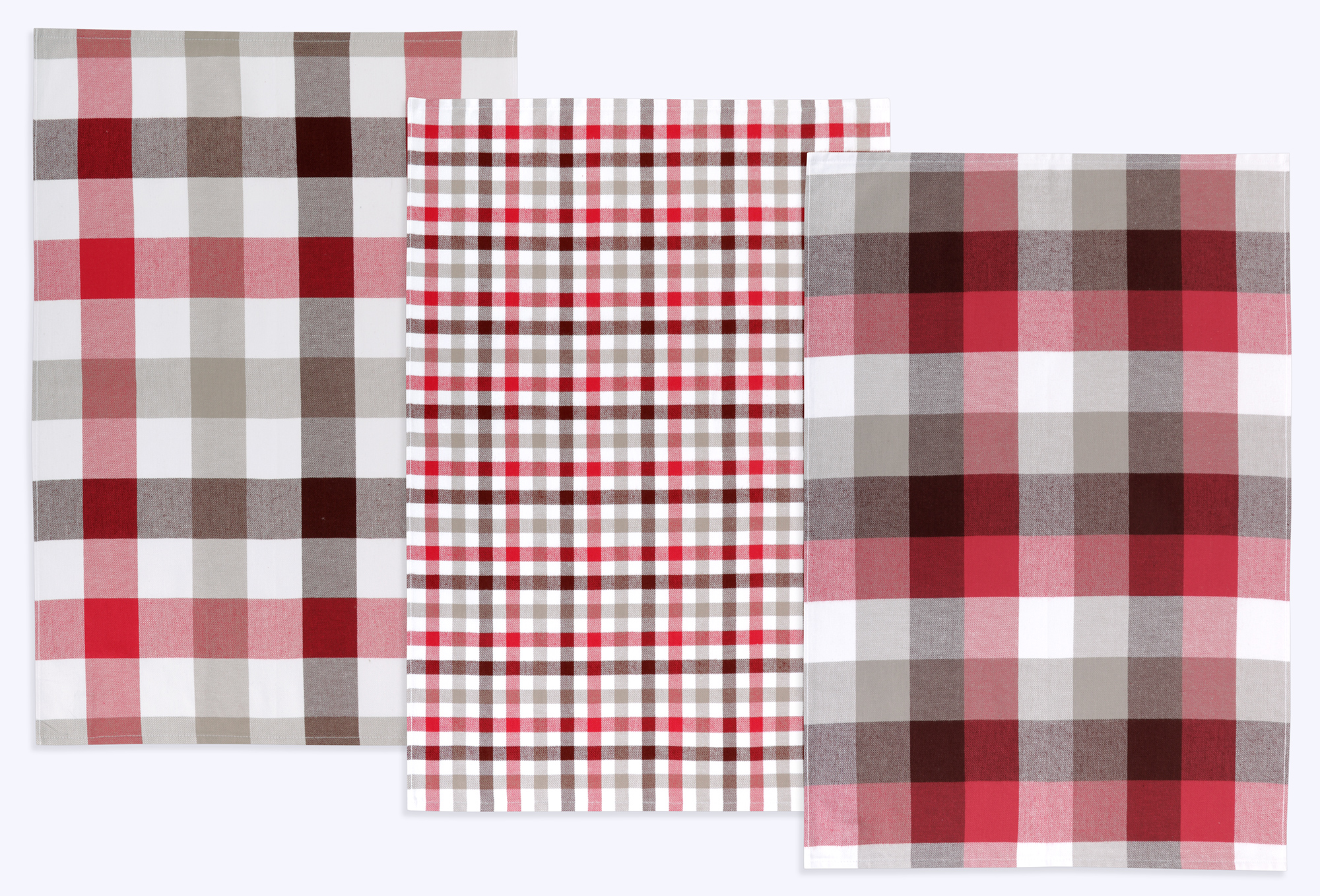 Bellatex Kuchyňské utěrky, sada 3 kusů - Kostka červená, vínová - 50x70 cm