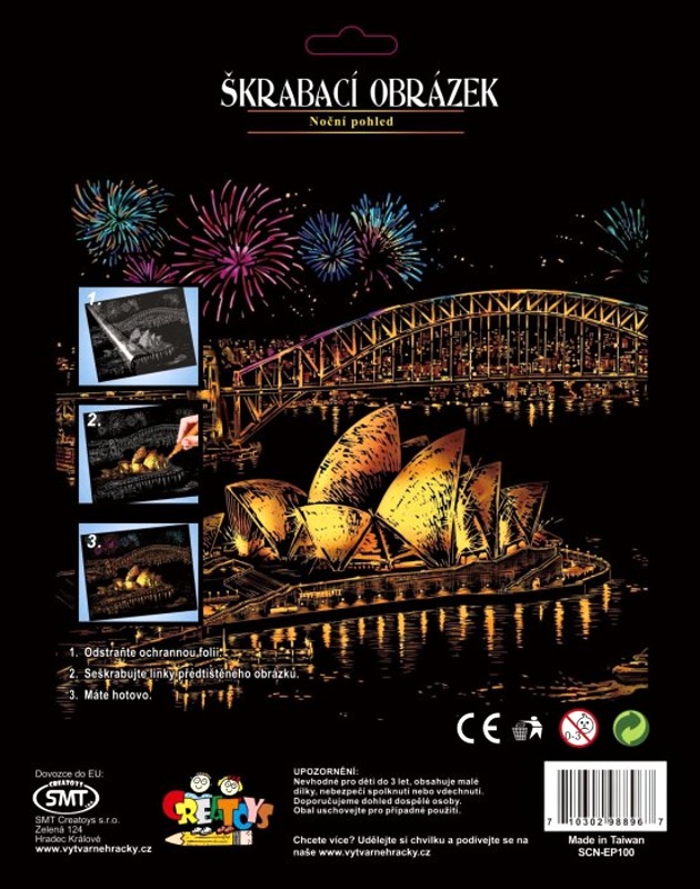 ArtLover škrabací obrázek zlatý - Noční výhled Sydney, 25x20 cm