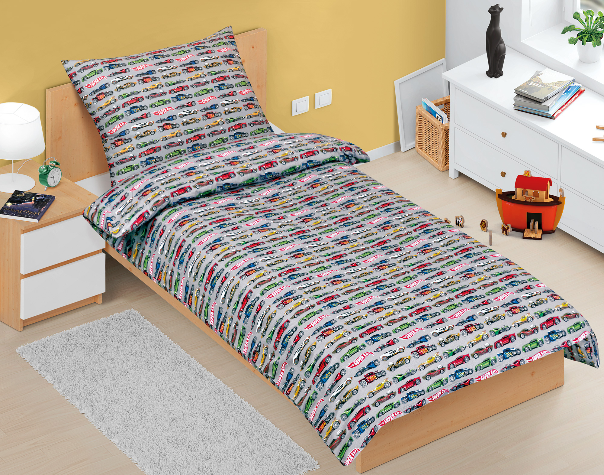 Bellatex Povlečení bavlna Junior, Formule šedá - 140x200, 70x90 cm
