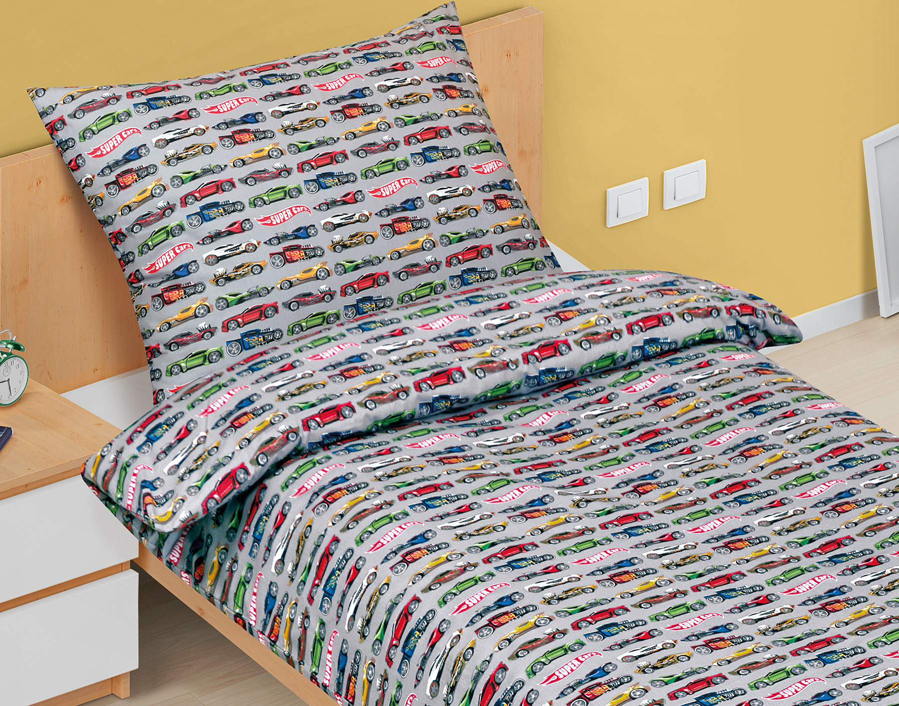 Bellatex Povlečení bavlna Junior, Formule šedá - 140x200, 70x90 cm
