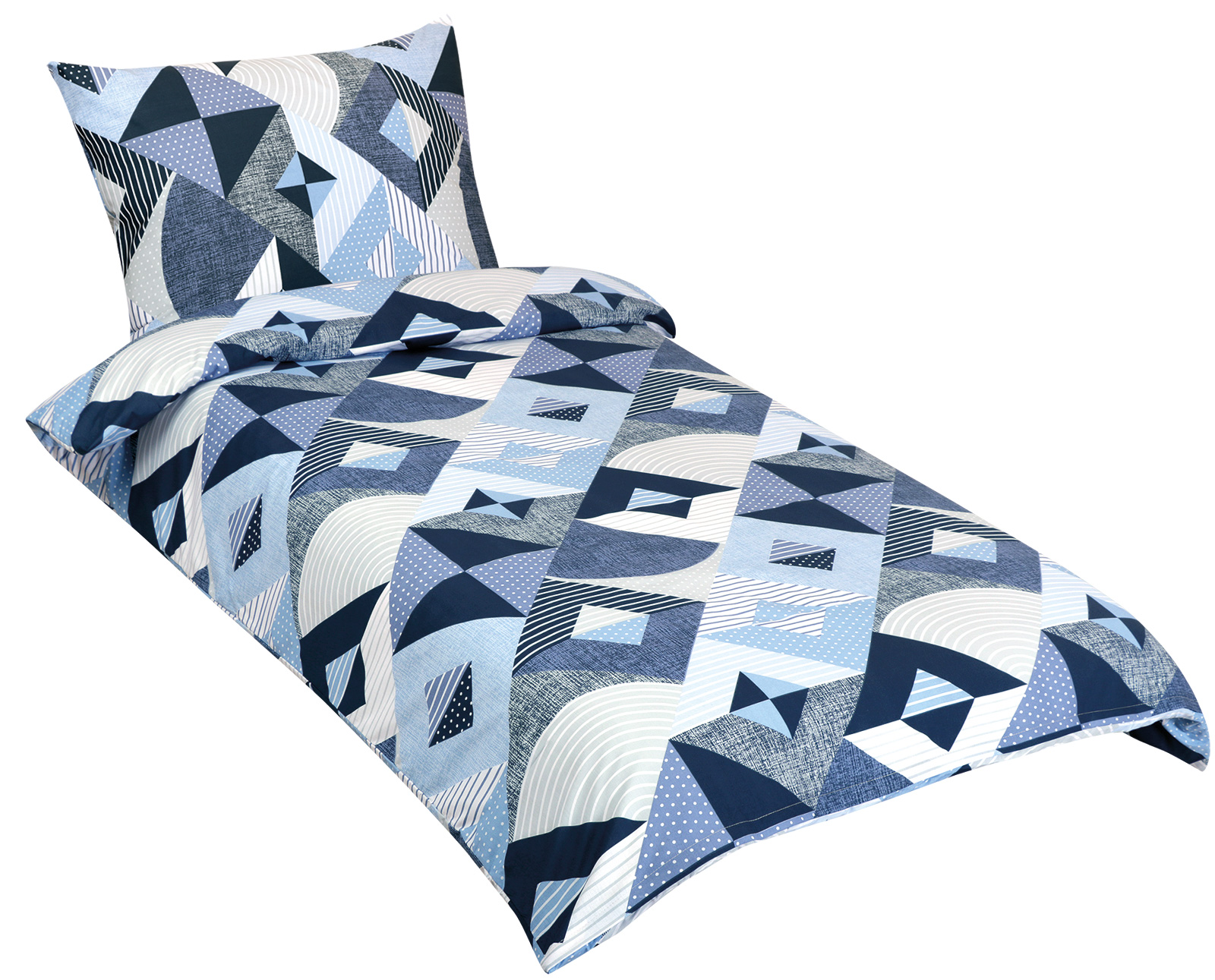 Bellatex Povlečení bavlněné, Geometrie modrá - 140x220, 70x90 cm
