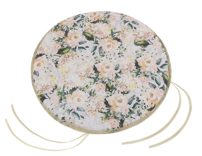 Bellatex Sedák EMA kulatý hladký - vanilková růže, 40 cm