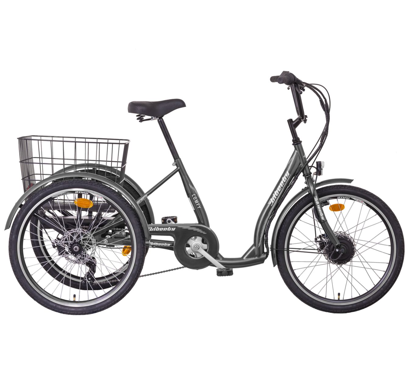 LIBERTY COMFY e-trojkolka 24" 6spd Disk, antracitová, 36V 10,4Ah