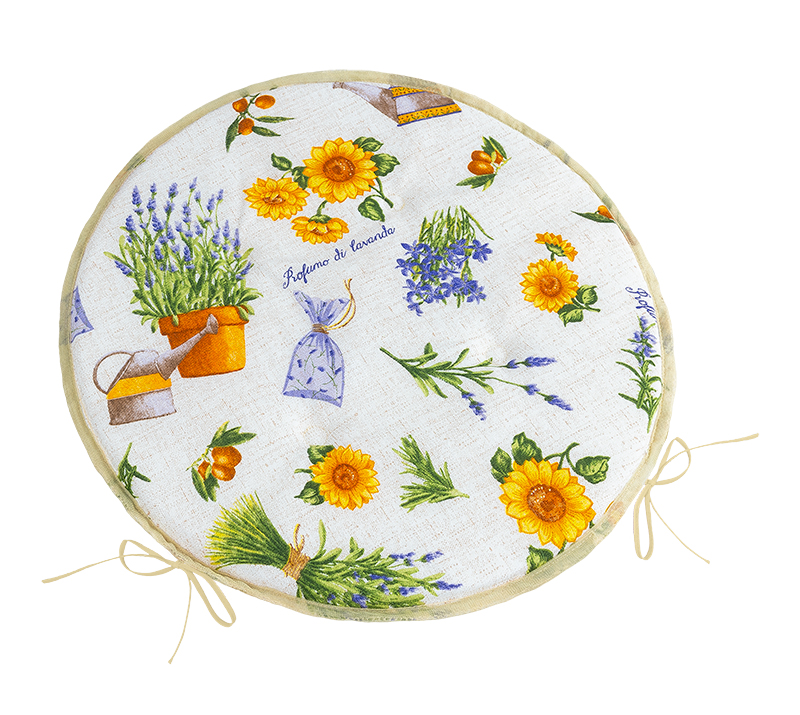 Bellatex Sedák EMA kulatý hladký, Levandule fialová, žlutá - průměr 40 cm