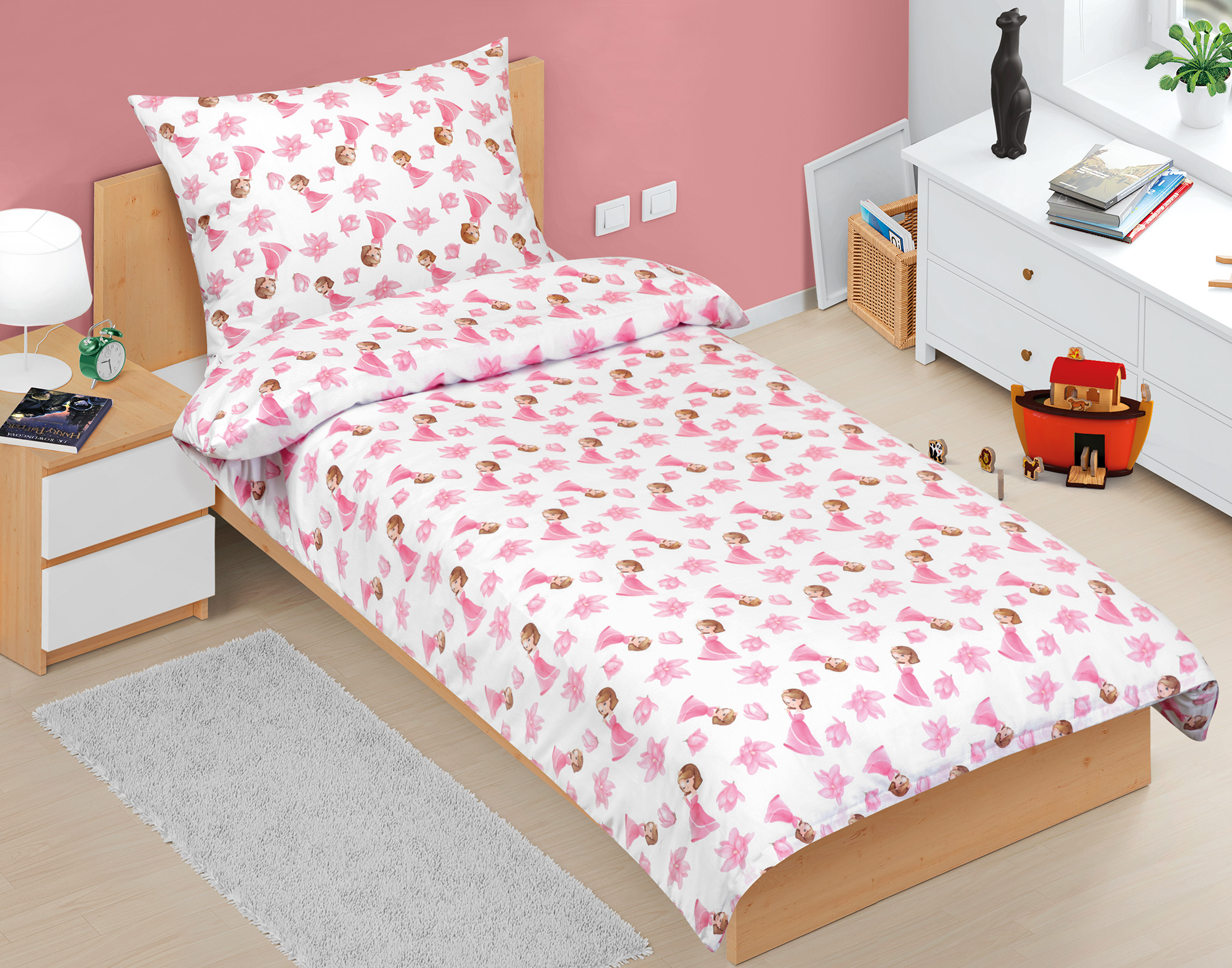 Bellatex Povlečení bavlna Junior, Princezna růžová - 140x200, 70x90 cm