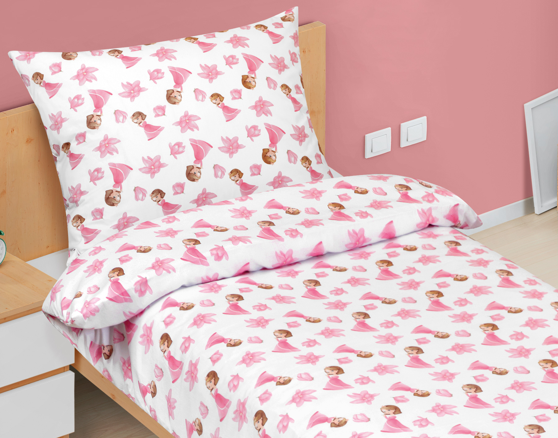 Bellatex Povlečení bavlna Junior, Princezna růžová - 140x200, 70x90 cm