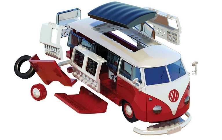 Airfix Quick Bulid J6017 Volkswagen Camper Van, Červený