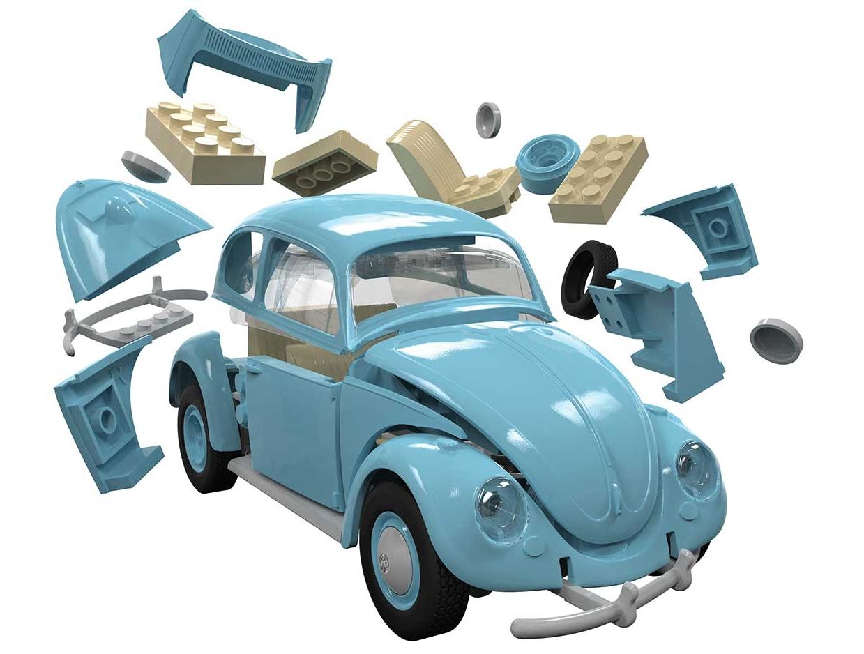 Airfix Quick Bulid J6015 Volkswagen Beetle, Modrý