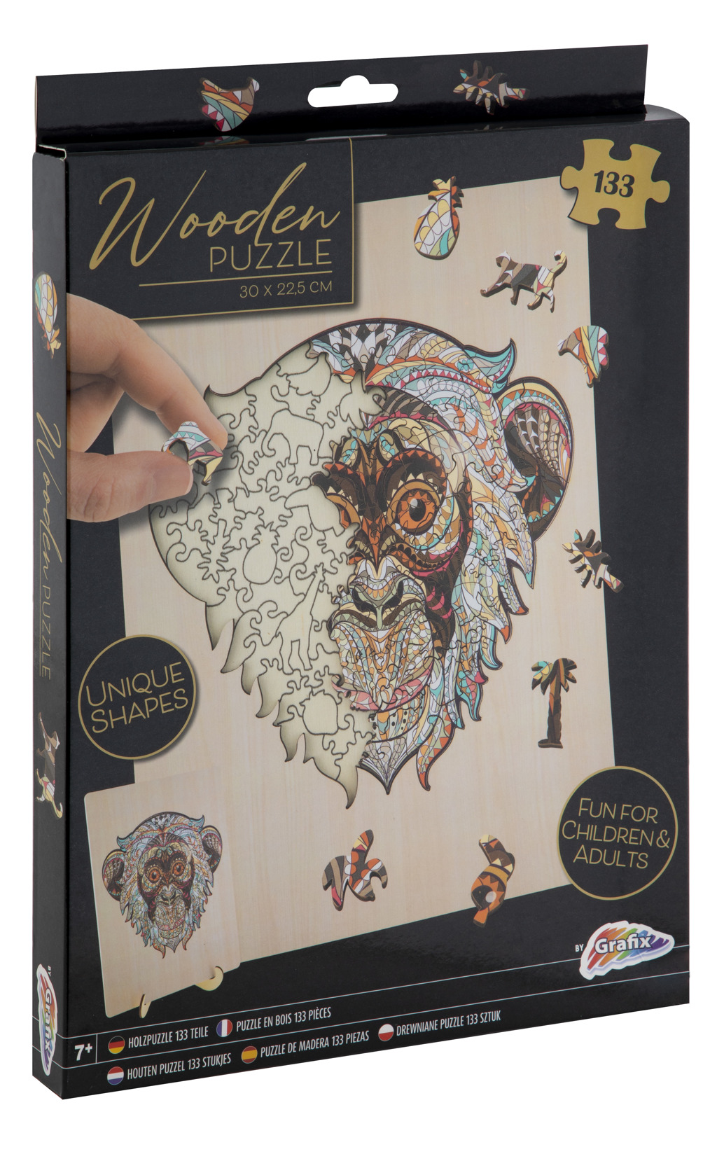 Grafix, Dřevěné puzzle Opice, 133 dílků