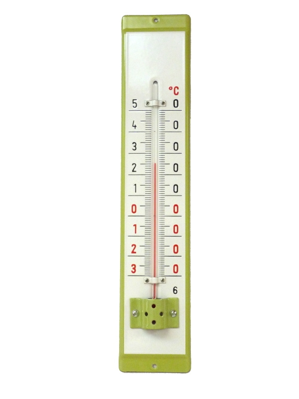 Venkovní teploměr smaltovaný, Světle zelený 500x95 mm
