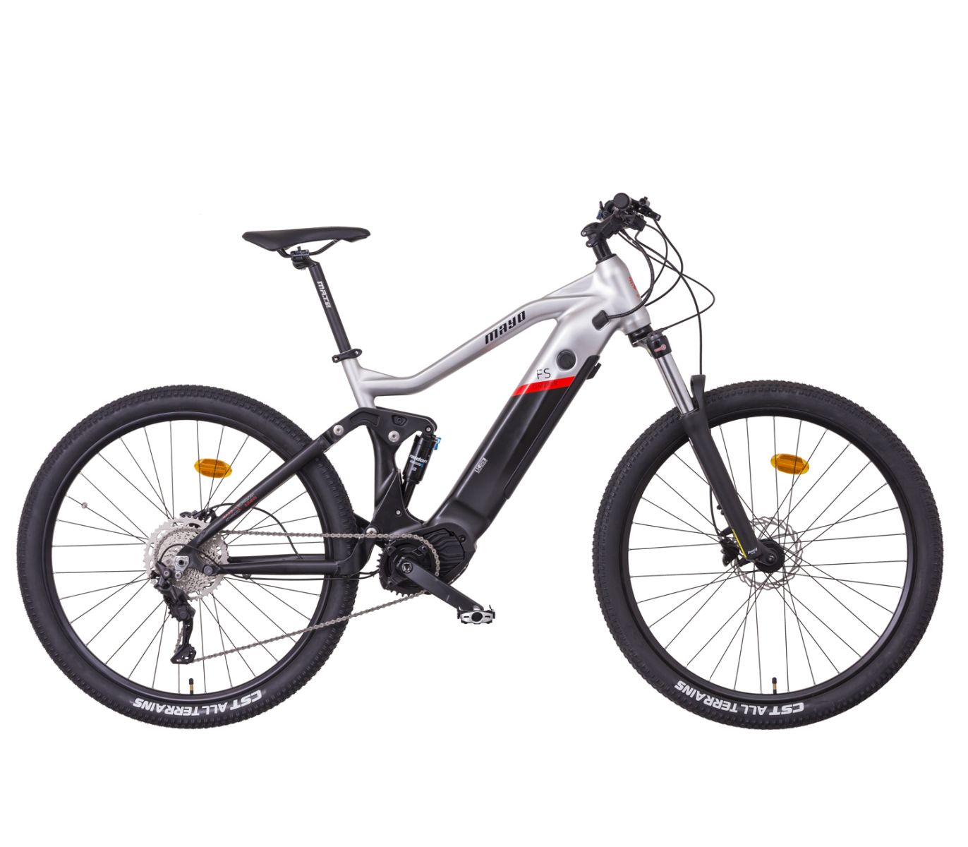 MAYO e-FS 29" DAMPER POWER D Horské elektrokolo 1x10spd 2026 stříbrno-černé