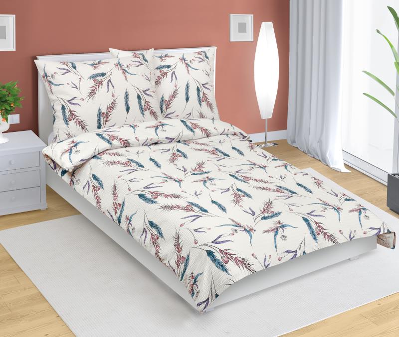 Bellatex Povlečení krepové, Klas béžovo-modrý - 140x200, 70x90 cm