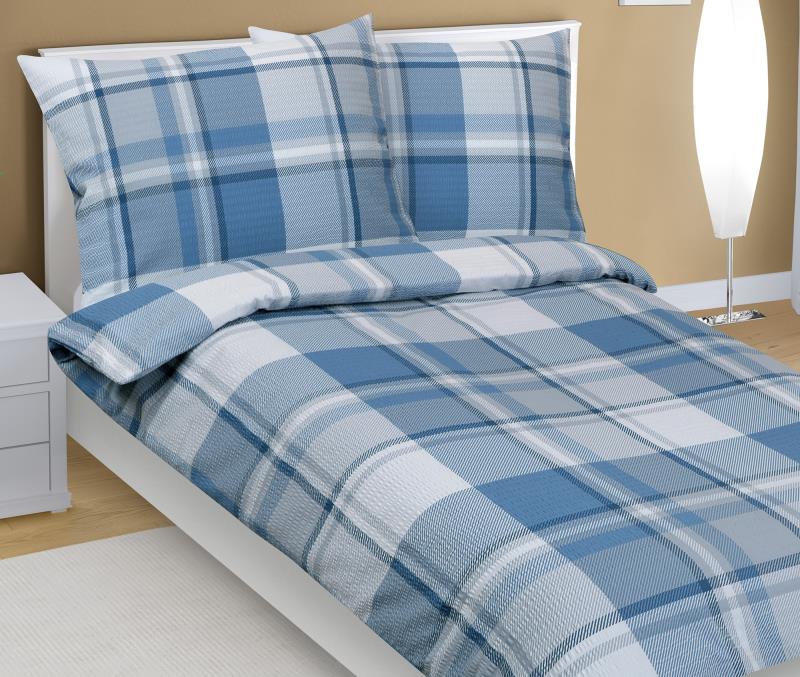 Bellatex Povlečení krepové, Kostka modrá - 140x200, 70x90 cm