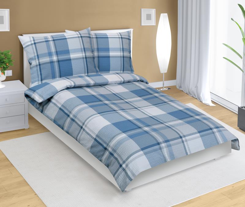 Bellatex Povlečení krepové, Kostka modrá - 140x200, 70x90 cm