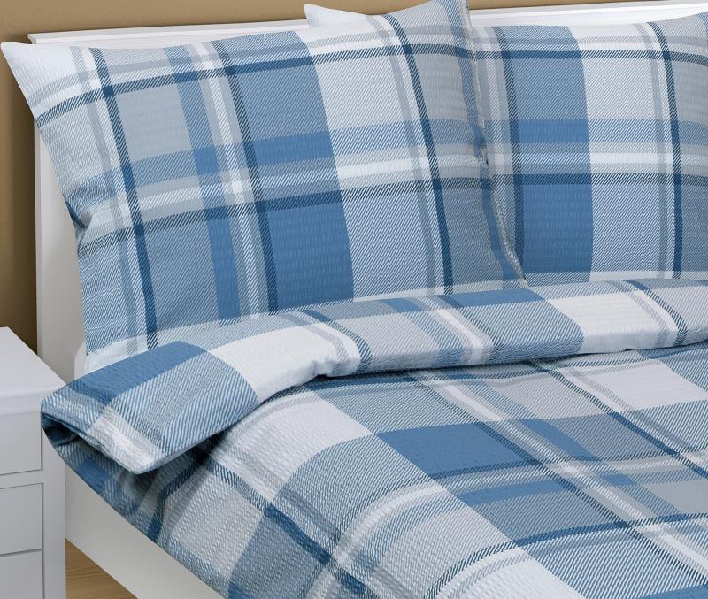 Bellatex Povlečení krepové, Kostka modrá - 140x200, 70x90 cm