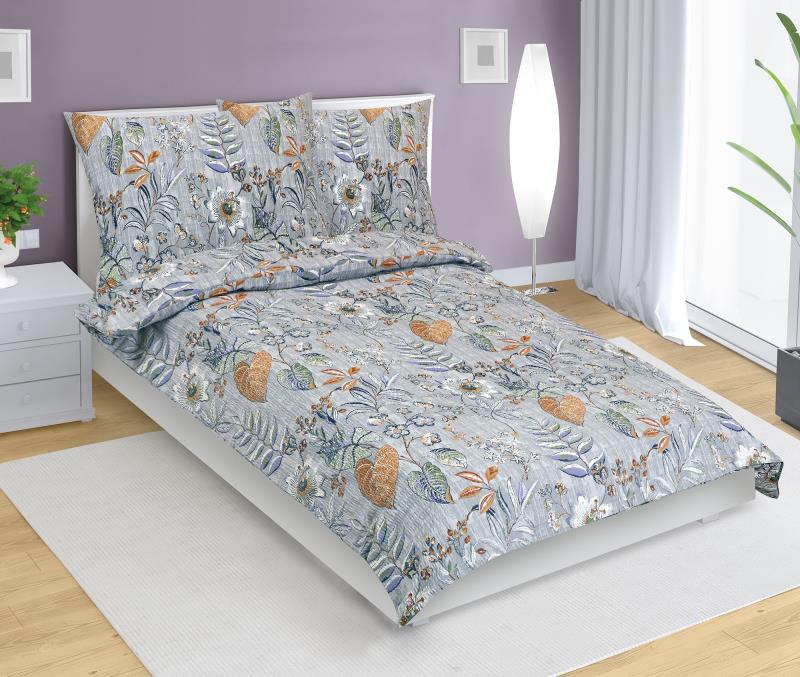 Bellatex Povlečení krep, Listí fialové - 140x200, 70x90 cm