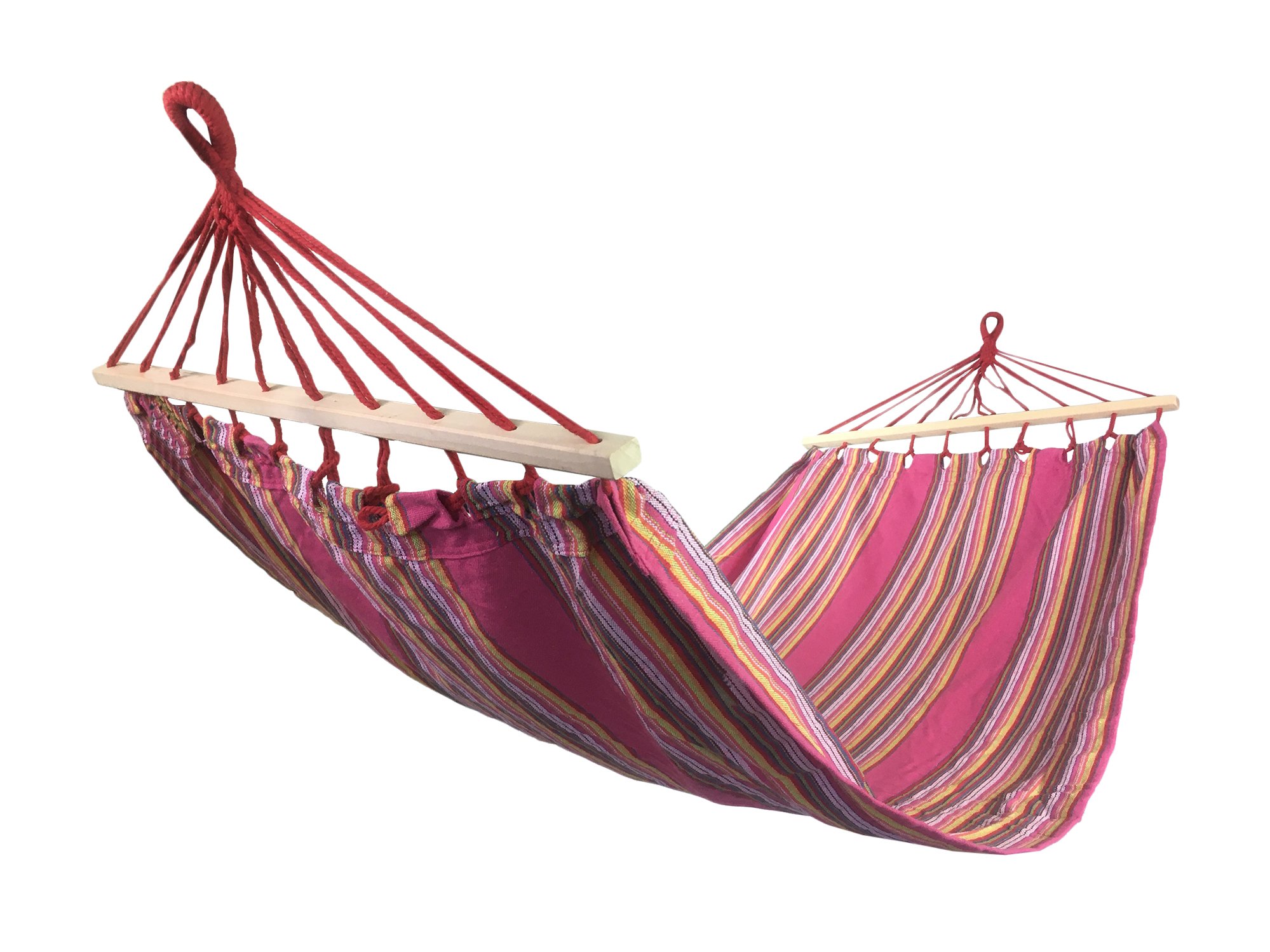 Houpací síť s výztuhou PolyCotton, růžová, 200x90cm, 120kg