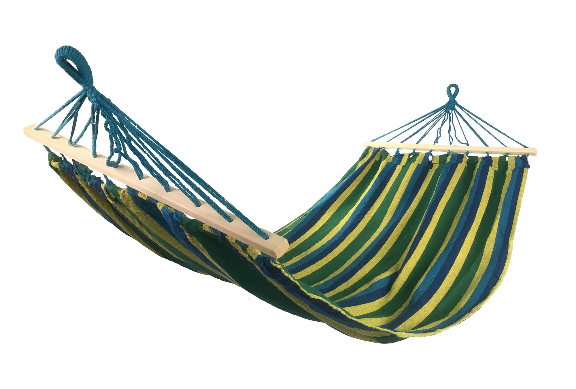 Houpací síť s výztuhou PolyCotton, zeleno-modrá, 200x90cm, 120kg