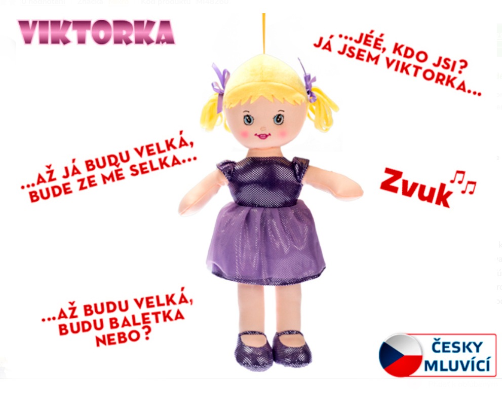 Hadrová panenka Viktorka blondýnka, na baterie česky mluvící, 32cm