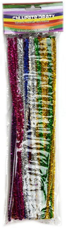 Chlupaté drátky Třpytivé, mix barev 50ks, 6mm x 30 cm