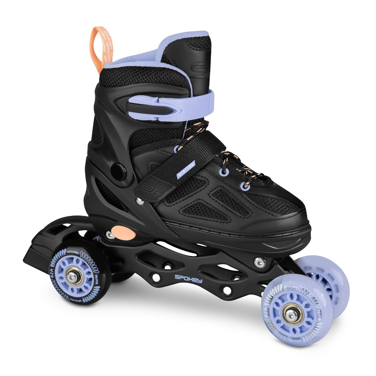 Spokey QUATTRO 4in1 Kolečkové brusle černo-fialové, vel. 30-33