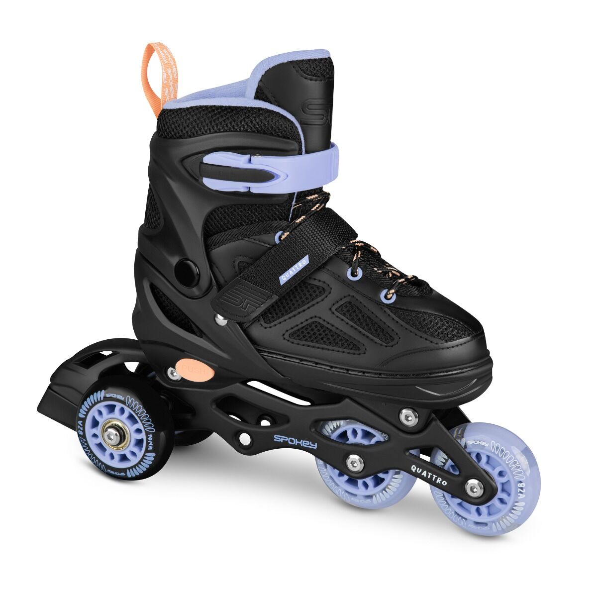 Spokey QUATTRO 4in1 Kolečkové brusle černo-fialové, vel. 30-33