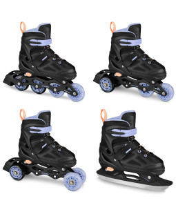 Spokey QUATTRO 4in1 Kolečkové brusle, černo-fialové, vel. 38-41