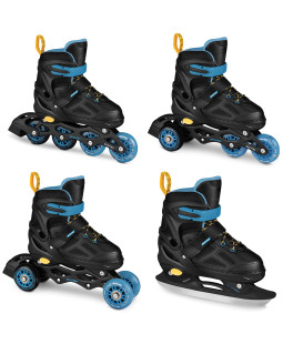 Spokey QUATTRO 4in1 Kolečkové brusle, černo-modré, vel. 38-41