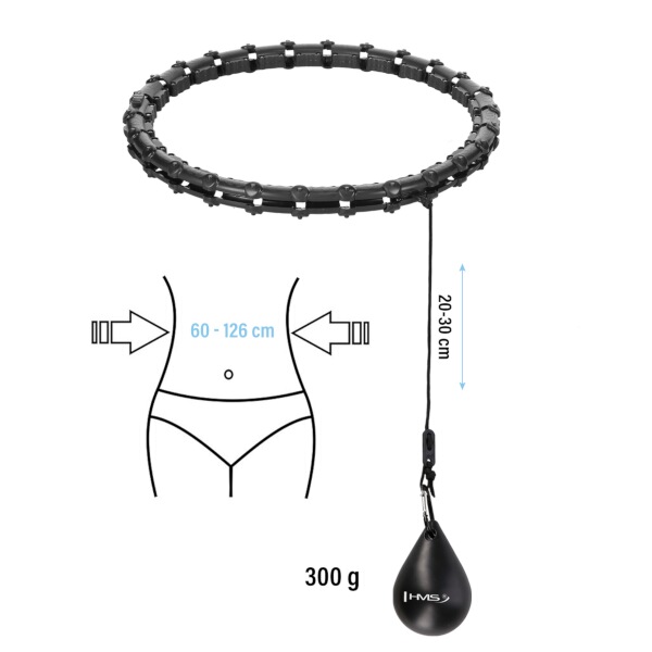 Masážní Hula Hoop se závažím HMS HHW11, bederní pásu HMS BR163 PLUS SIZE, černá