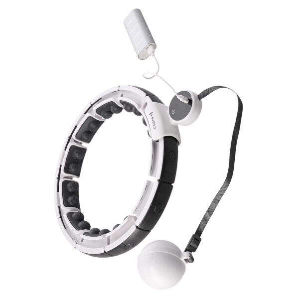 Sada masážní hula hoop HMS HHM16 se závažím, magnety, počítadlem, zeštíhlující pás BR163, bílá