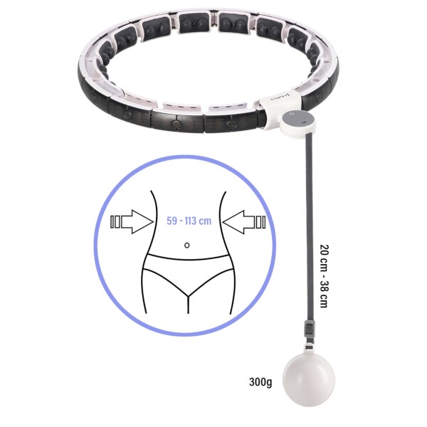 Sada masážní hula hoop HMS HHM16 se závažím, magnety, počítadlem, zeštíhlující pás BR163, bílá