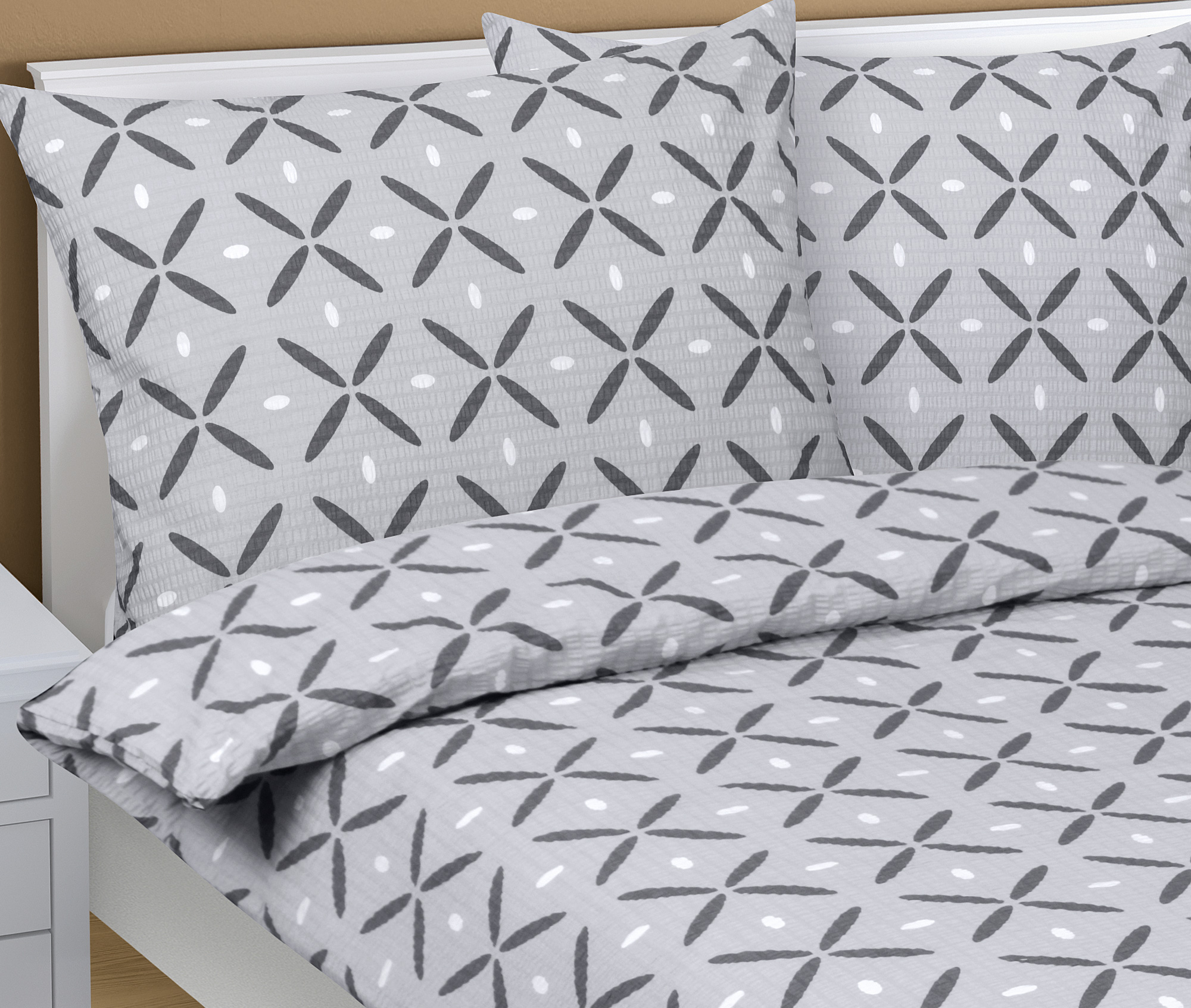 Bellatex Povlečení krepové, Čtverec šedý - 140x200, 70x90 cm