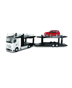 BBurago Mercedes Benz Actros autotransport a Ford Focus 1:43