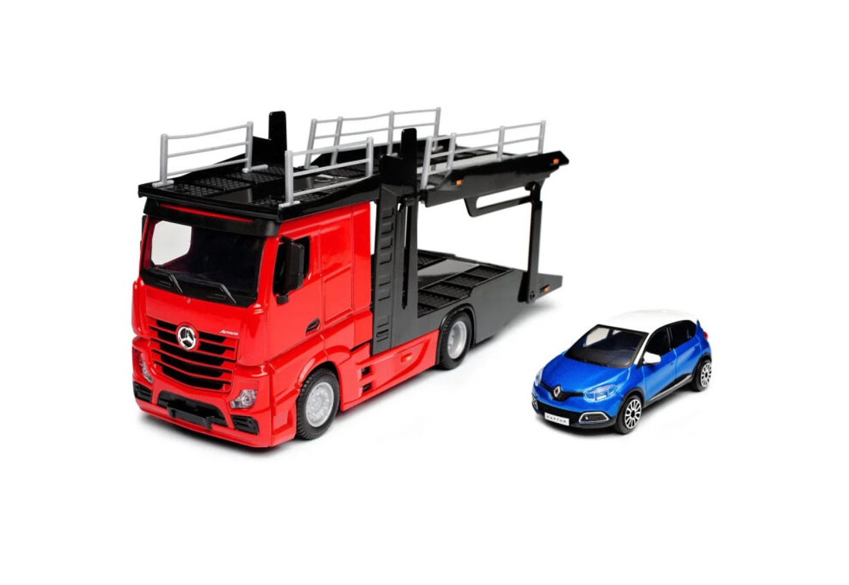 Bburago Mercedes Benz Actros autotransport a Renault Captur 1:43