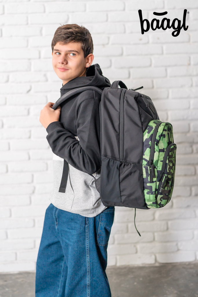 BAAGL 3 SET Coolmate Green: batoh, penál, sáček
