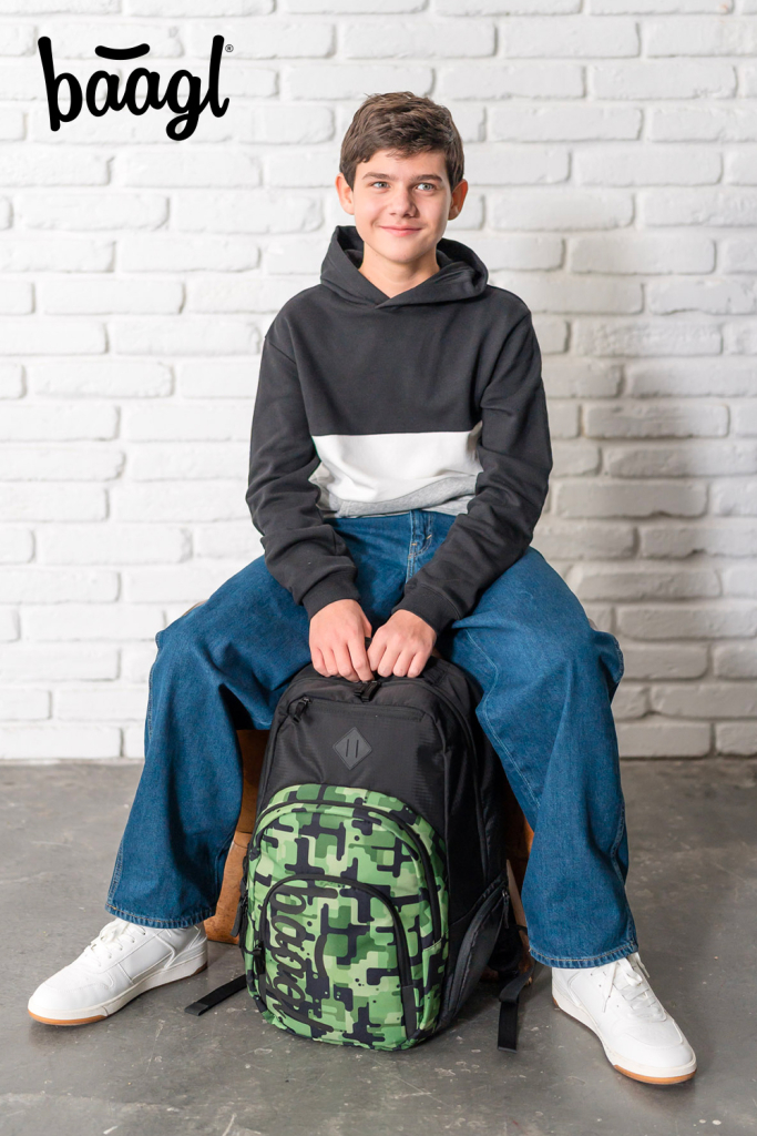 BAAGL 3 SET Coolmate Green: batoh, penál, sáček