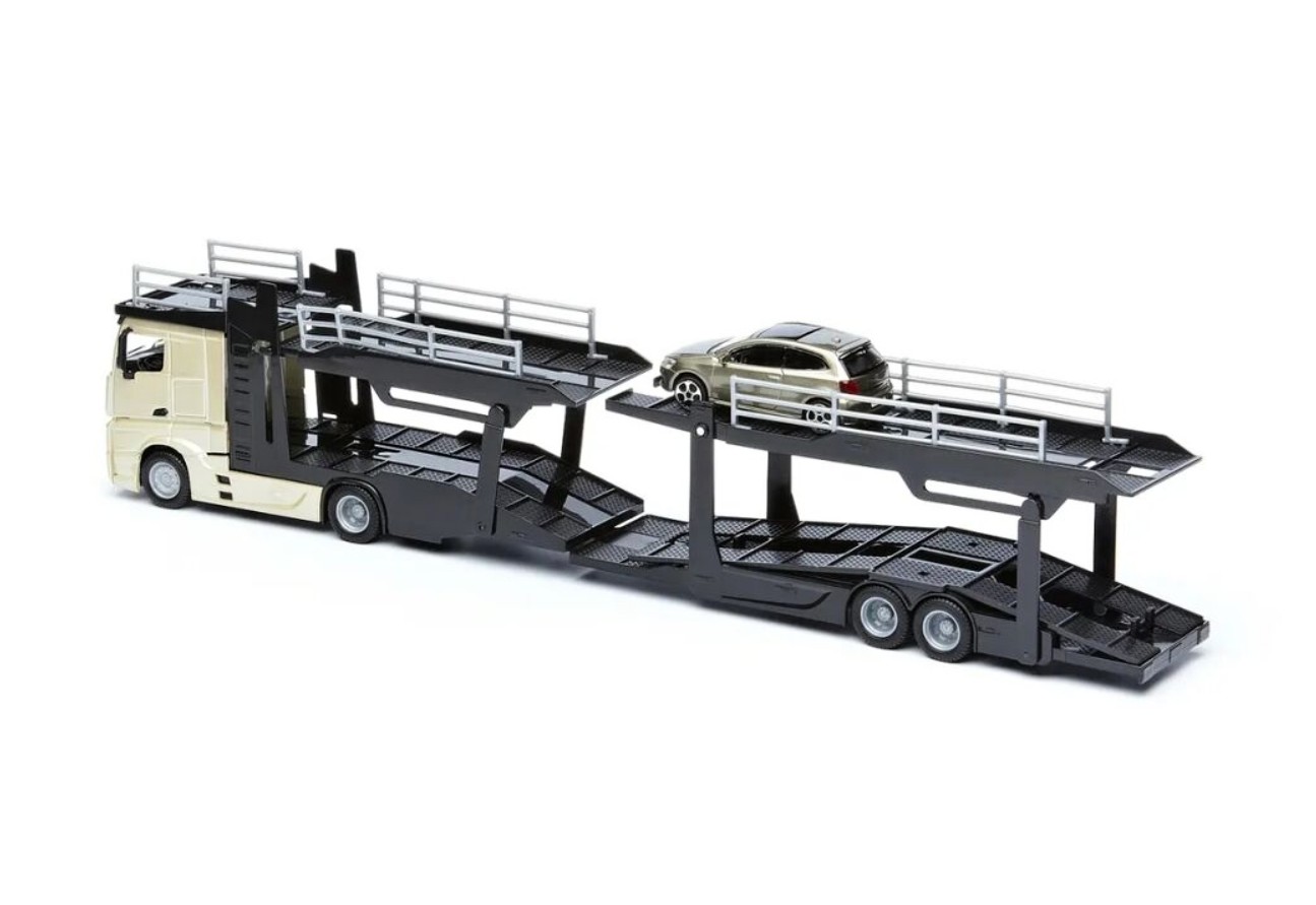 Bburago Mercedes Benz Actros autotransport a VW Polo GTI 1:43