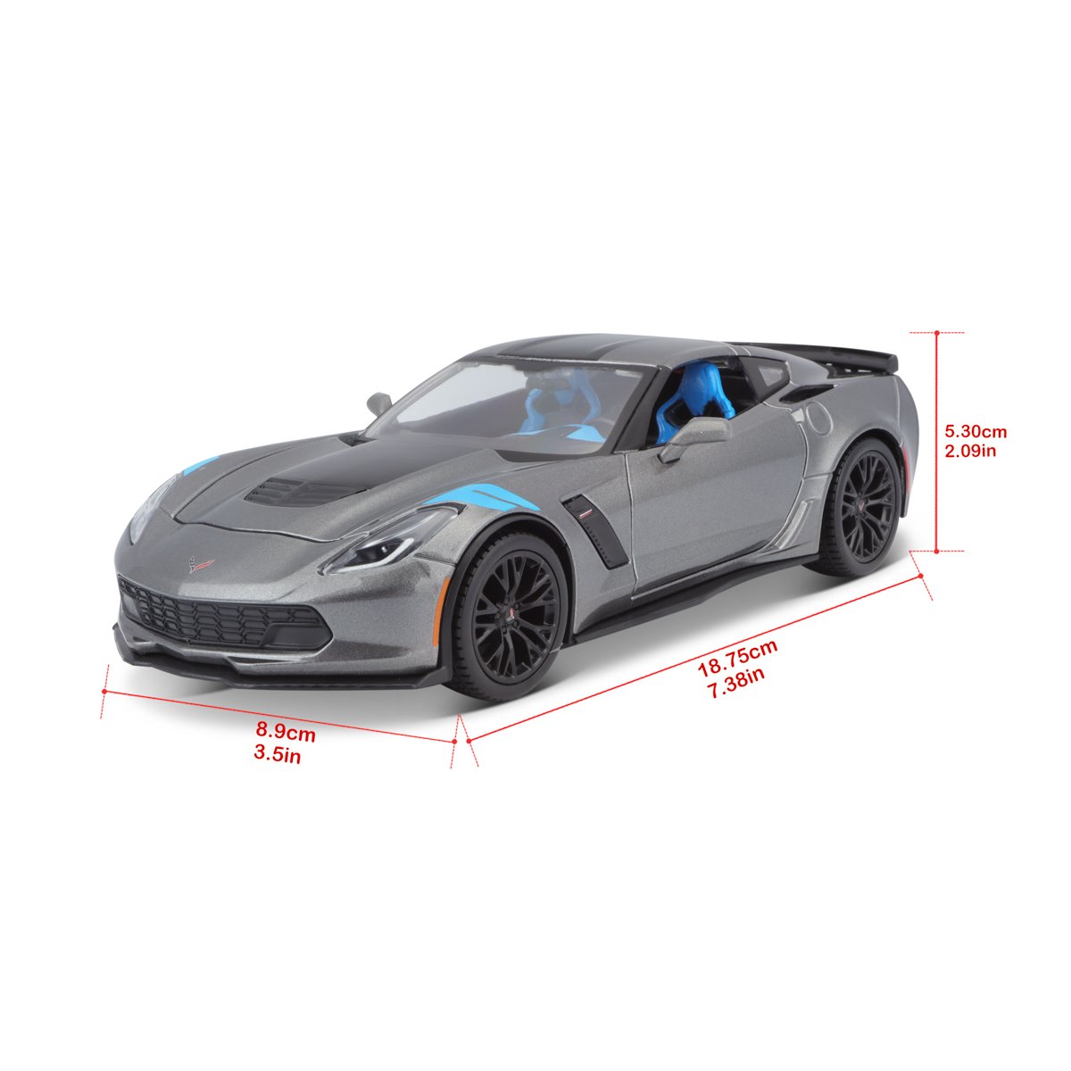 Maisto Corvette Grand Sport 2017, metal šedá, 1:24