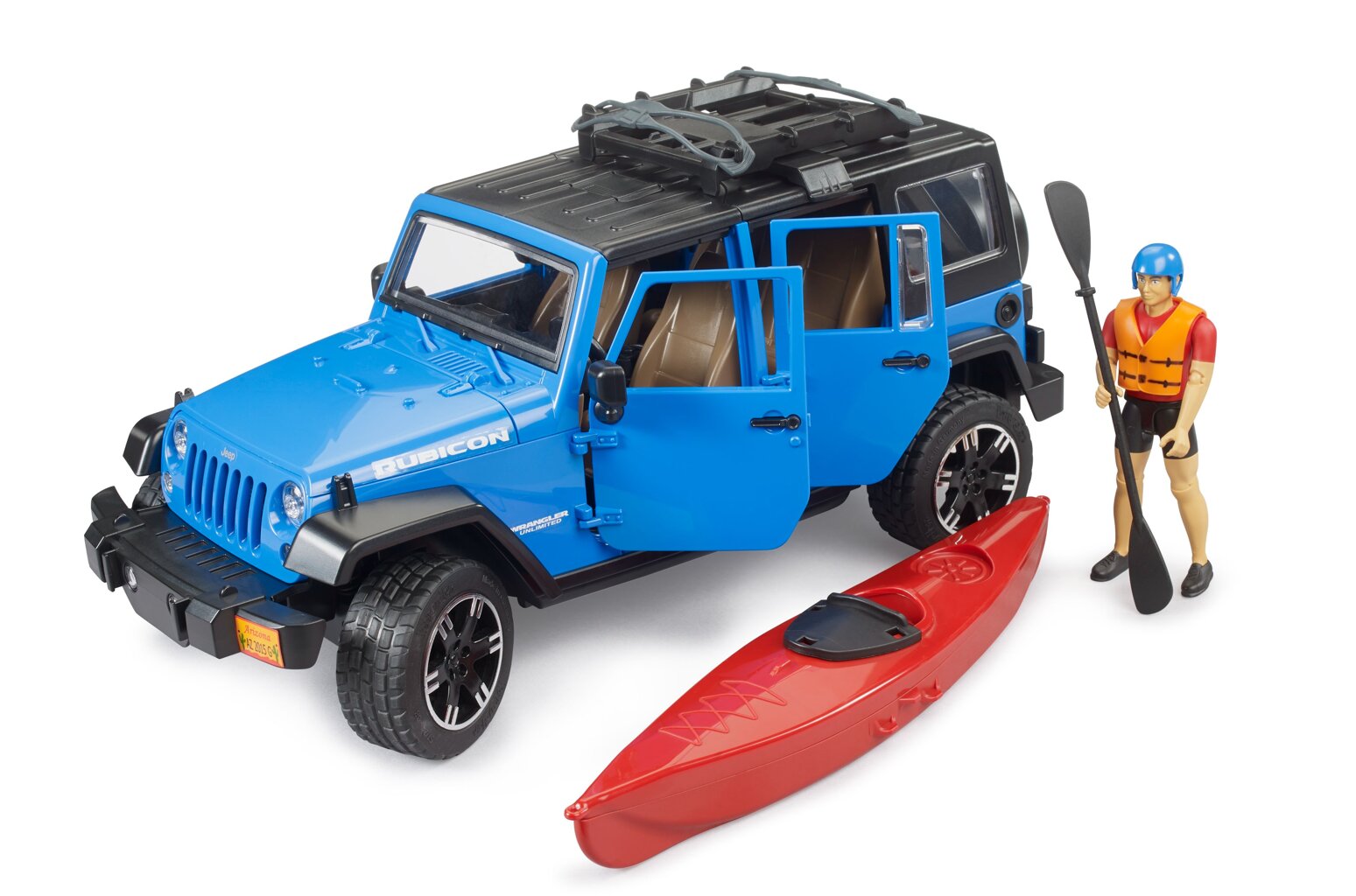 Bruder 2529 Jeep Wrangler Rubicon Unlimited s kajakem a kajakářem