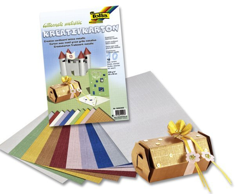 Folia Metalízový papír - mřížka 23 x 33 cm 10 ks, 230g