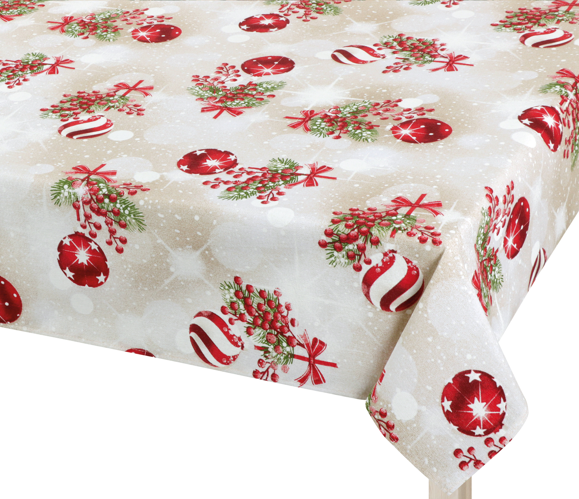 Bellatex Ubrus Vánoční Koule a cesmína - 100x100 cm