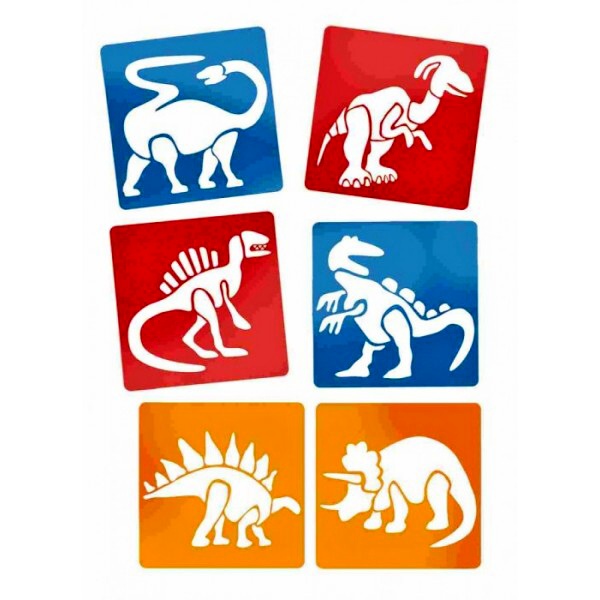 Kreslící šablony 6 ks - Dinosauři 145 x145 mm
