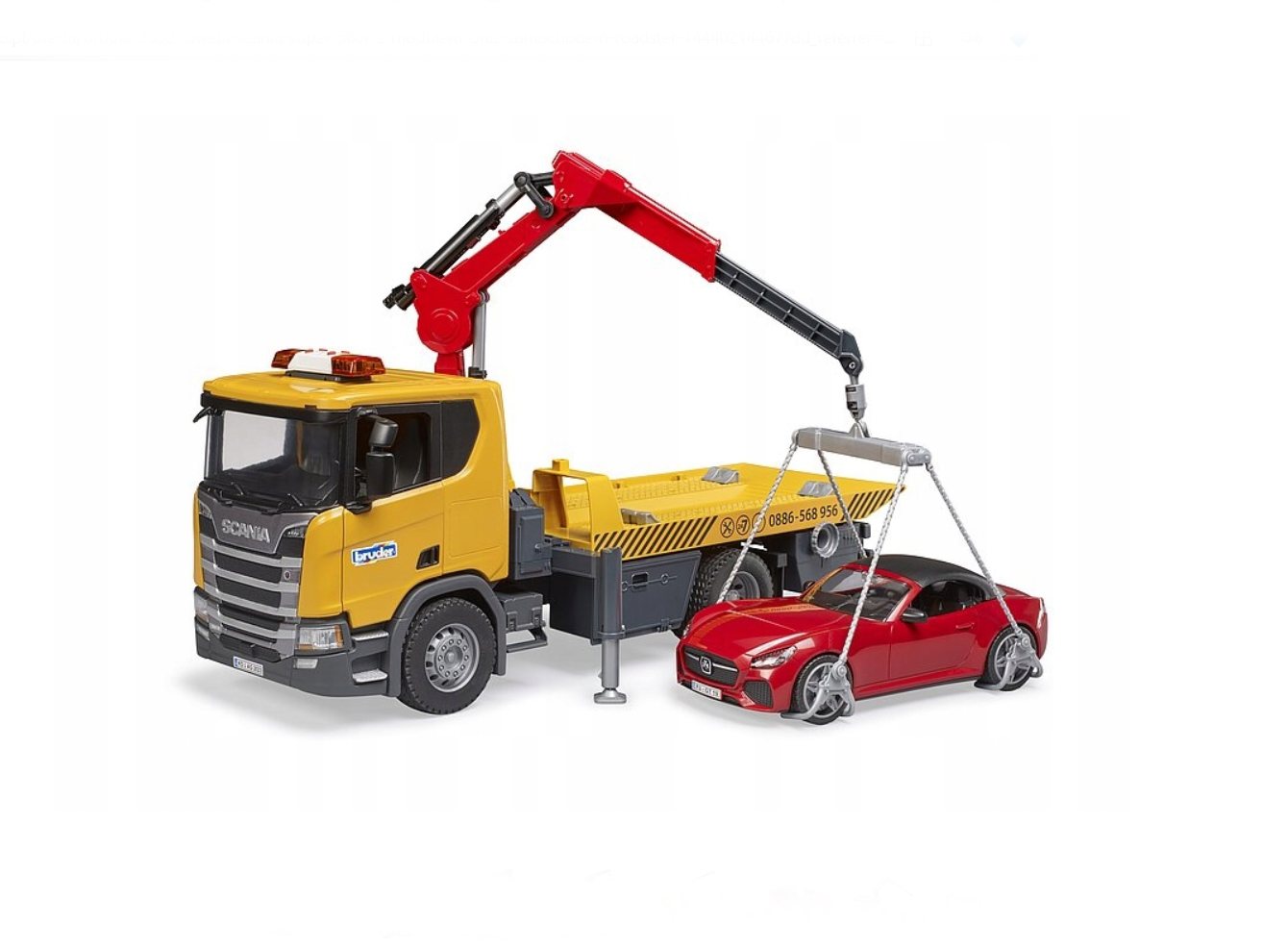 Bruder 3552 Odtahové vozidlo Scania Super 560R s osobním autem