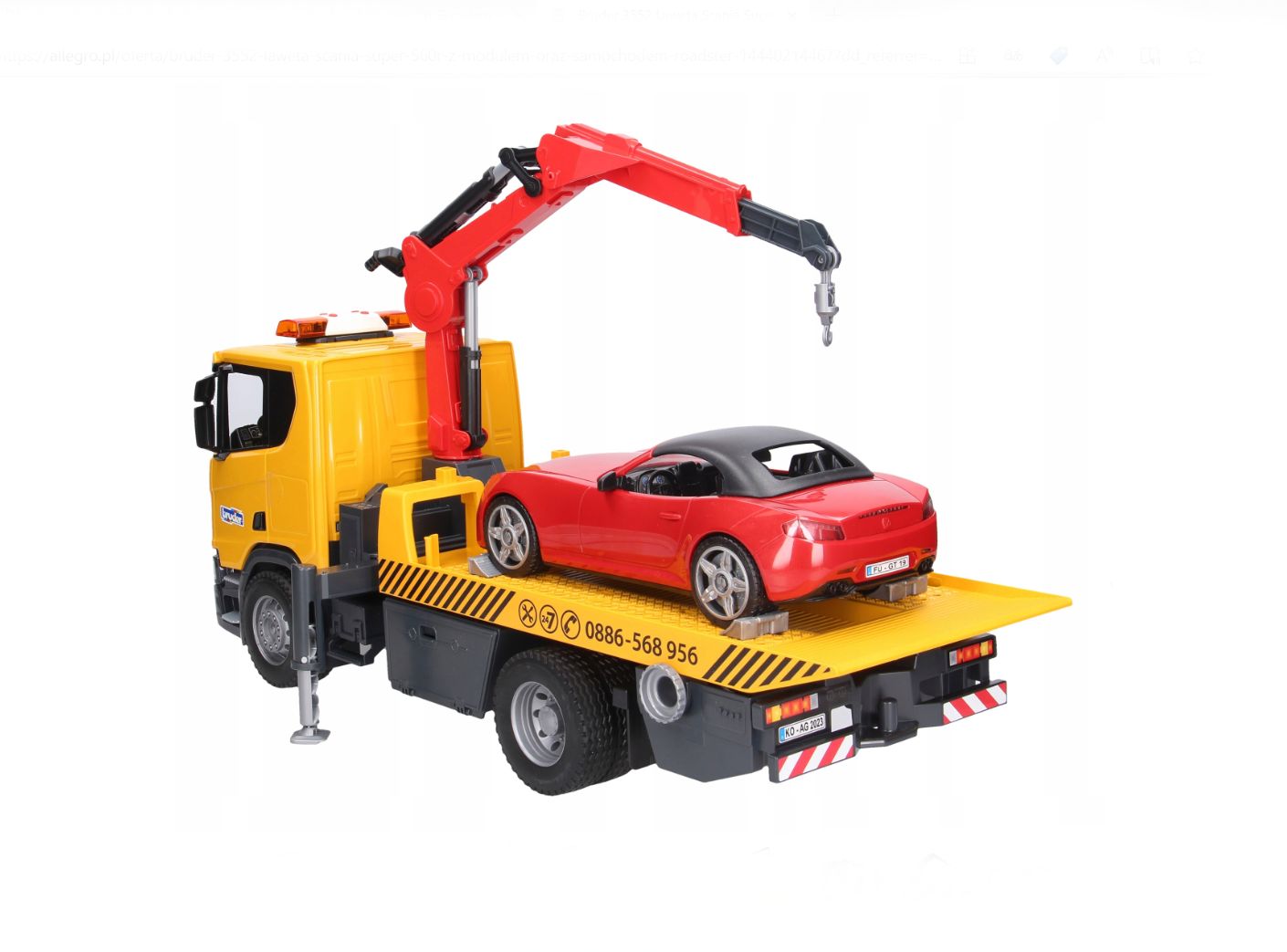 Bruder 3552 Odtahové vozidlo Scania Super 560R s osobním autem