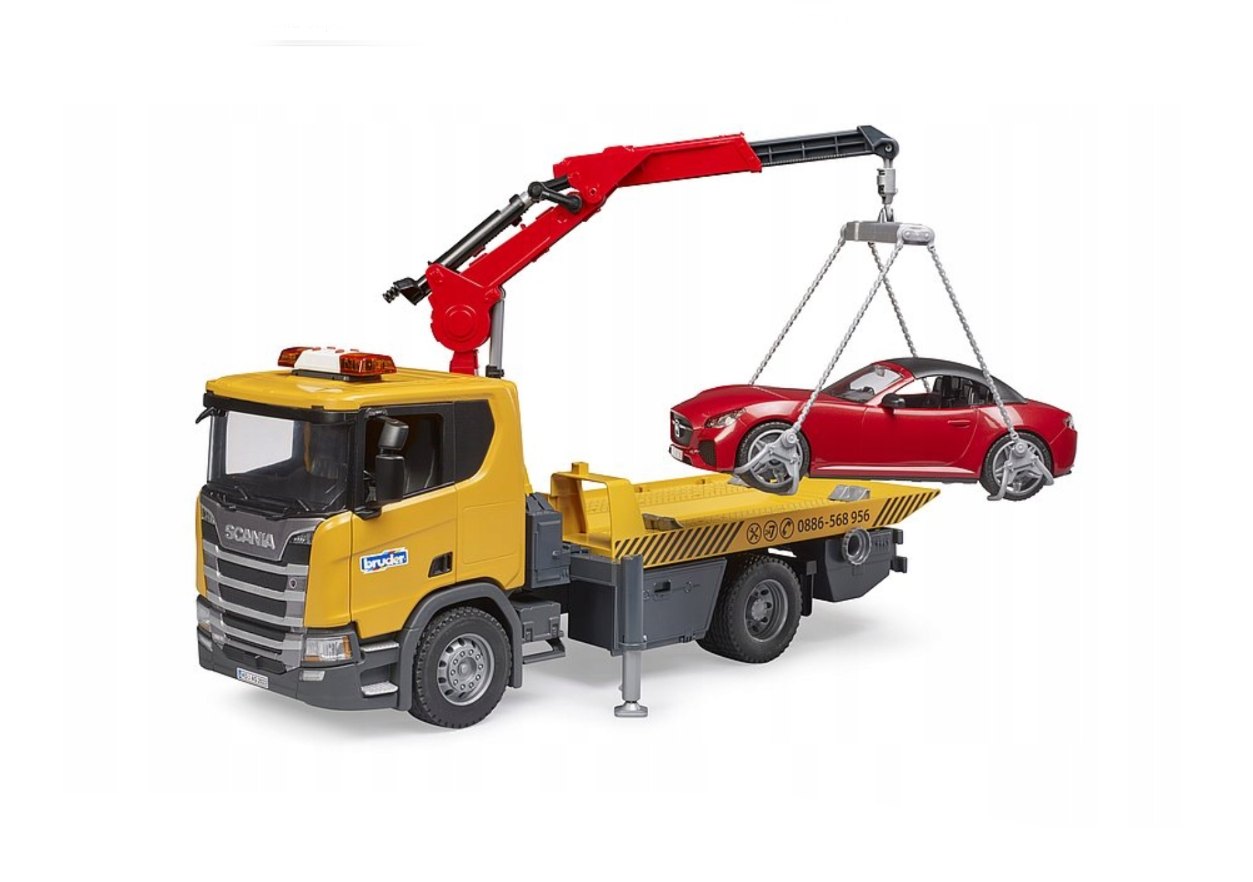 Bruder 3552 Odtahové vozidlo Scania Super 560R s osobním autem