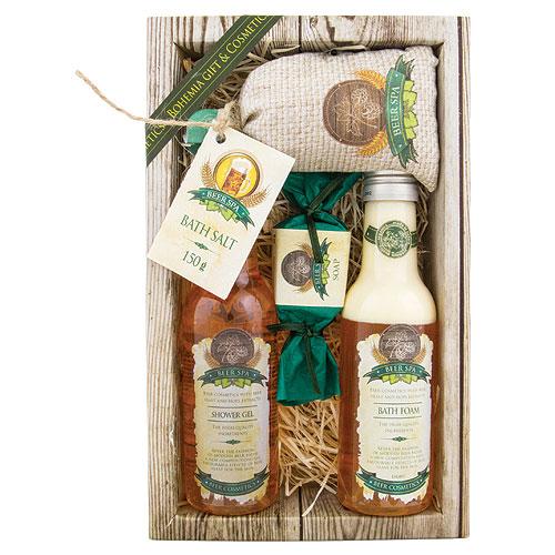 Sada Beer Spa premium, gel 200ml, pěna 200ml, sůl 150g a mýdlo 30g