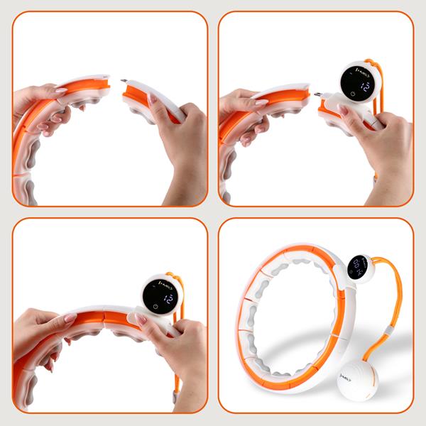 Masážní hula hoop HMS HHM21 se závažím, magnety a počítadlem bílá/oranžová
